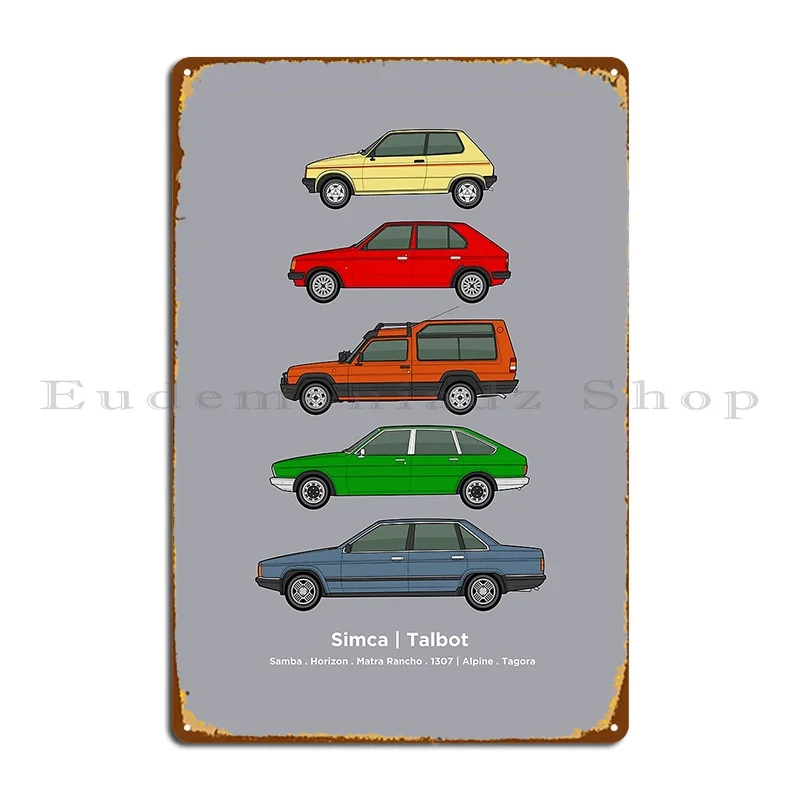 Simca Talbot Classic Car Collection Metal Plaque Plaques Customize Painting Kitchen Wall Decor Tin Sign Poster