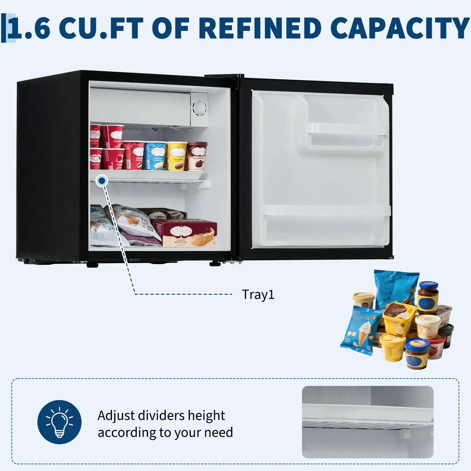 ثلاجة صغيرة 1.6/3.1 قدم مكعب مع فريزر باب واحد/مزدوج ترموستات قابل للتعديل ثلاجة مدمجة لمكتب الشقة المنزلية