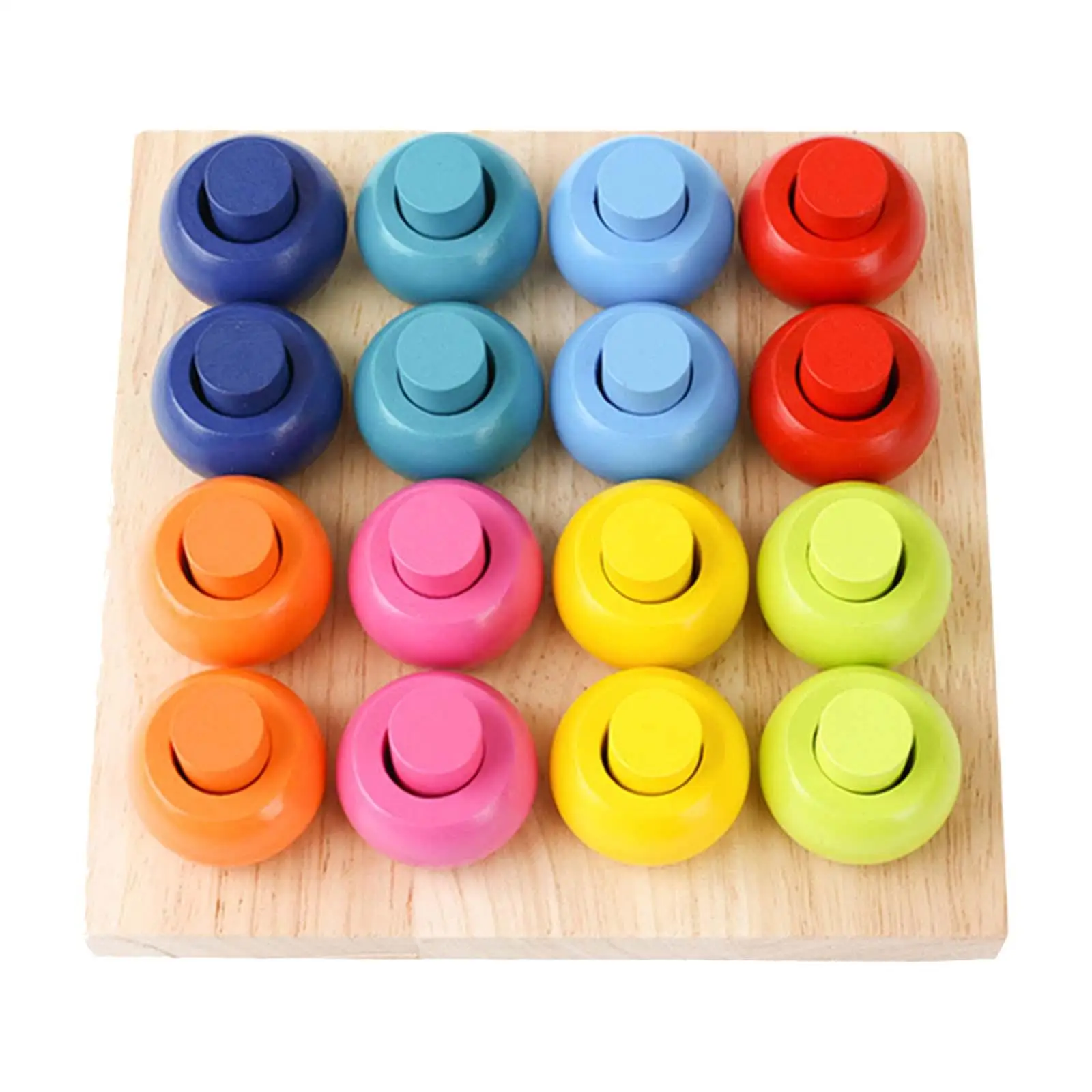 Tablero de anillos apilables de clasificación de Color, tablero de clavija de apilamiento de madera Montessori cognitivo para educación temprana para bebés y niños pequeños