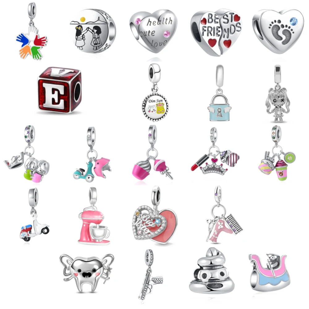 جديد 925 فضة أفضل صديق مجفف شعر سحر of ley 925 سلسلة مطرز صالح الأصلي قلادة سوار DIY بها بنفسك السيدات مجوهرات #1