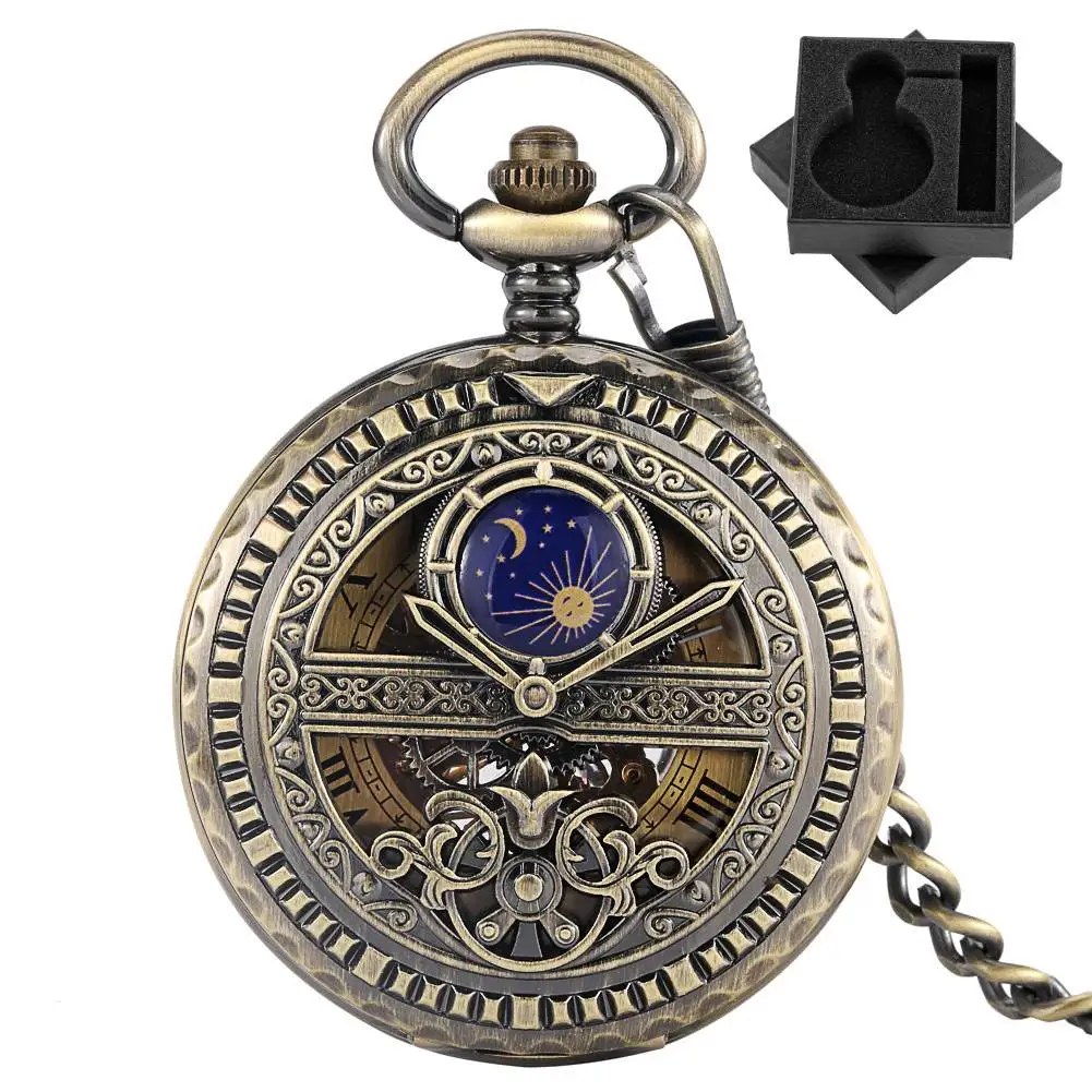 

Винтажные бронзовые механические карманные часы с ручным заводом, римские цифры, циферблат, указатели, декор, брелок-цепочка, кулон, часы, подарок для мужчин
