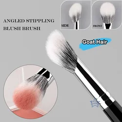 Angled Stippling Blusher Brush Goat Hair Powder Blush Stippling Makeup Brush Cheeks Blush Powder Liquid Cream Blush Makeup Tool