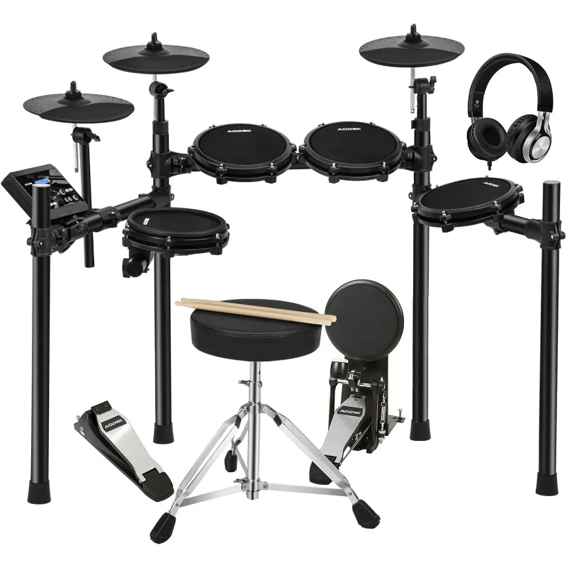 

Электрическая барабанная установка для взрослых-початковщиков с 225 звуками и 15 барабанами, USB MIDI, бесшумная сетчатая барабанная установка с сверхмощной педалью