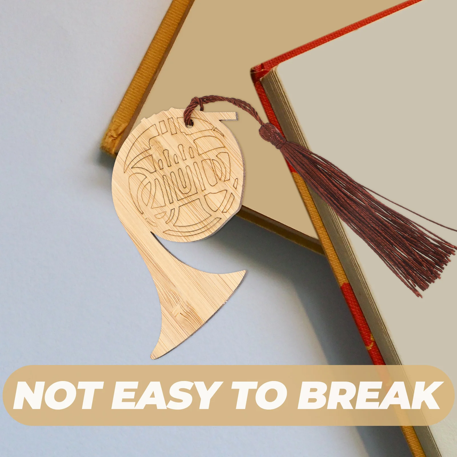 

5pcs Bamboo Bookmarks Instrument Shape Decorative Tassel Design Book Page Markers For Reading Study Gift Lightweight