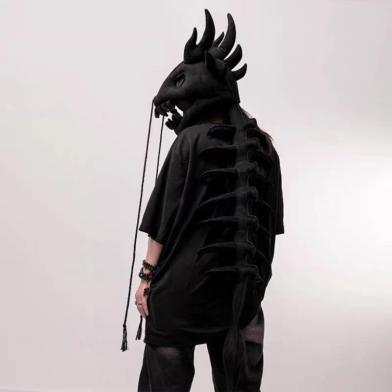 Dinosaur Skeleton Plush Back Accessory Gothic Cute Dragon Bone Costume For Girls Teens Cosplay Halloween Party Performance Gift view 4