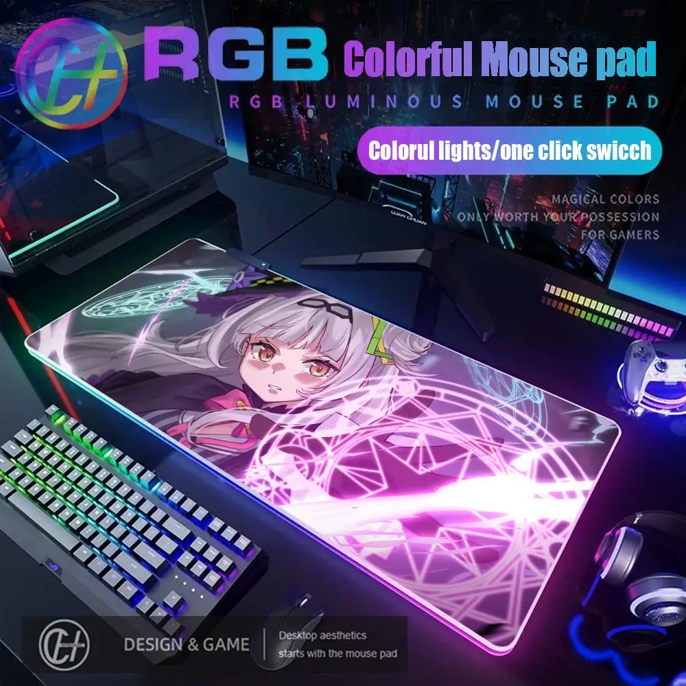 

Hololive Murasaki Shion Mouse Pad RGB Gaming Mouse Pad Desk Mat HD Gamer Large LED Light XXL Mouse Pad