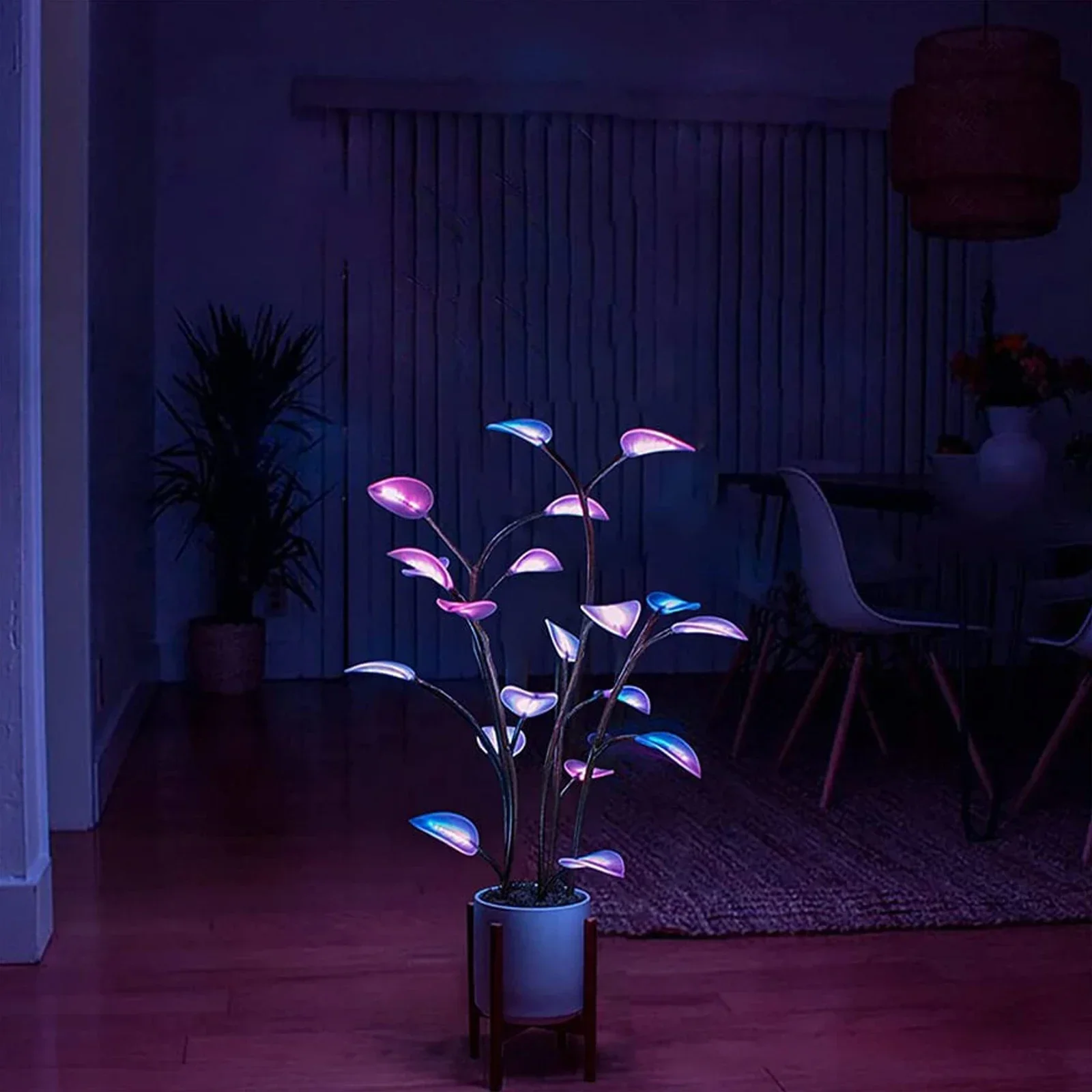 4pcs/set Magical Glowing Potted Plant Houseplant LED Color-Changing Artificial Plants Gorgeous Plant Branch Light Home Decor