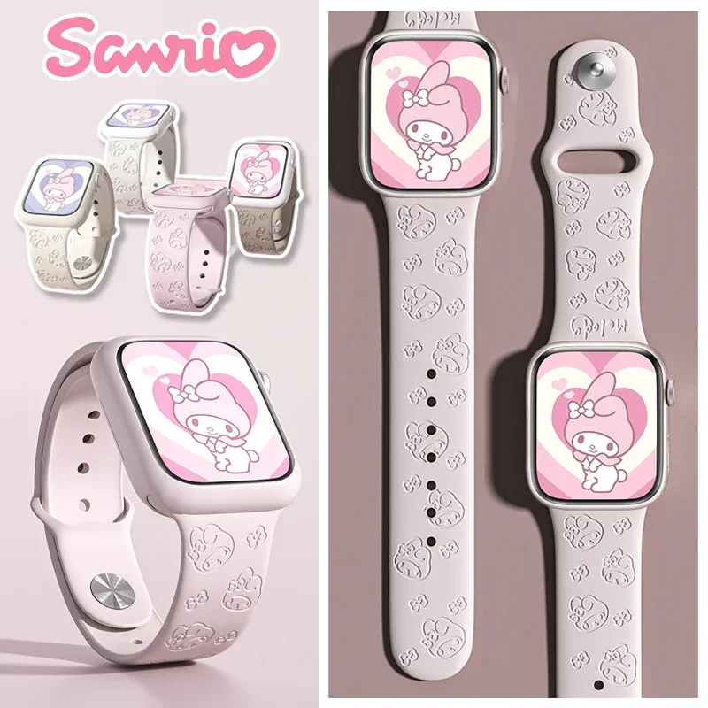 Sanrio Hello Kitty Melody Anime Strap For Apple Watch Band 44mm 40mm 45mm 41mm 49mm 42mm 38mm bracelet iwatch 7 se 4 5 6 8 Ultra