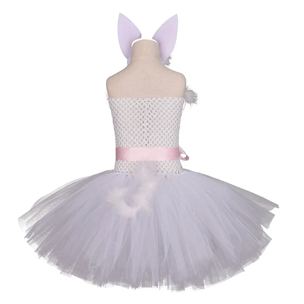 2Pcs Rabbit Easter Kid Costume Set White Size 110 Girl Outfit Festival Clothing Cute Cosplay Birthday Gift Girl Outfit Easter