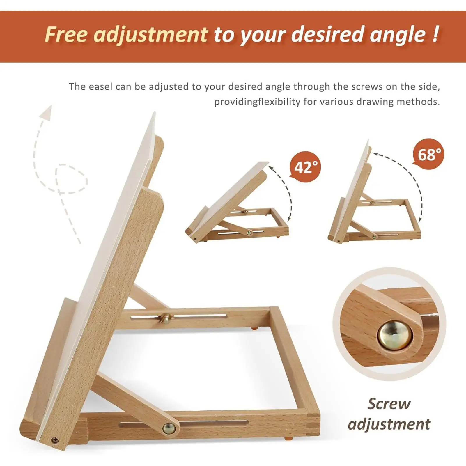 Foldable Tabletop Easel Lightweight Portable Wood Drawing Easel Art Supply Adjustable Sketching Painting Board Students Artist view 2