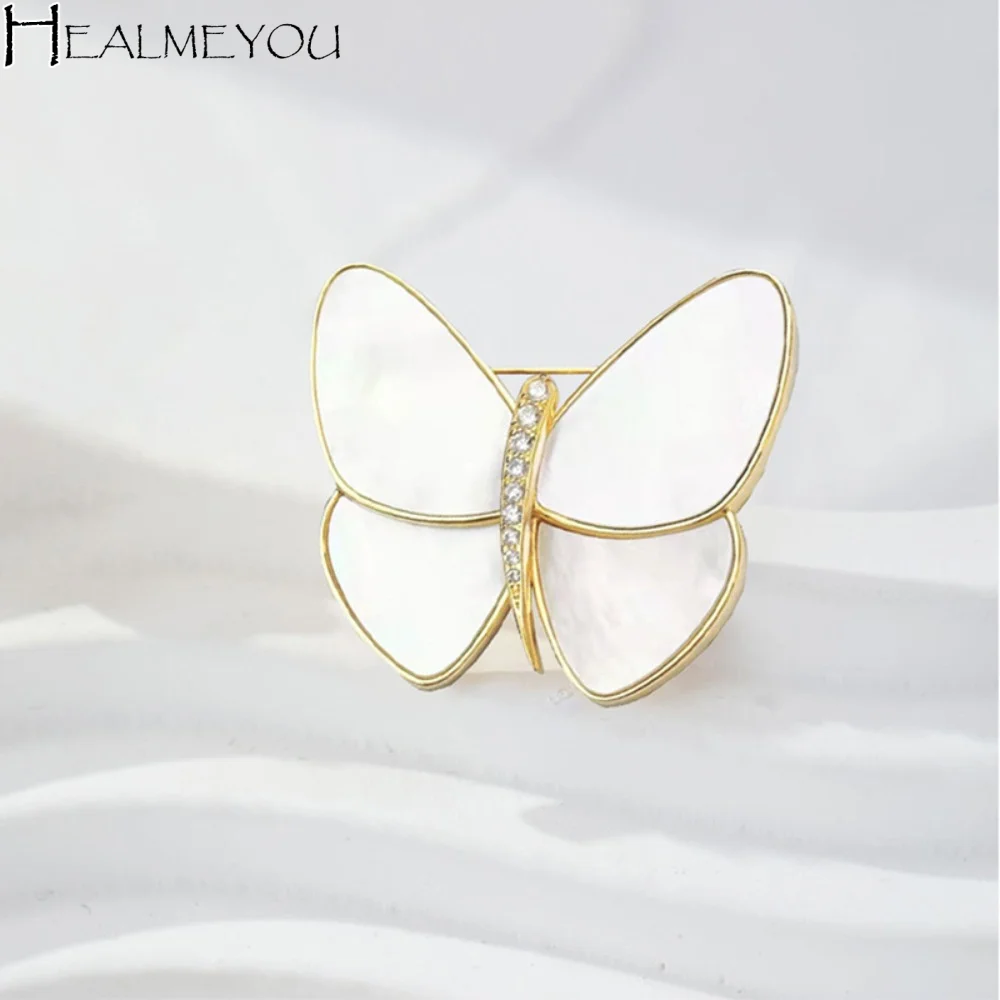 1pcs Charm Butterfly Brooch Pearl Gold Butterfly Gold Color Brooch Clothing Accessories White/black Charm Pearl Brooch