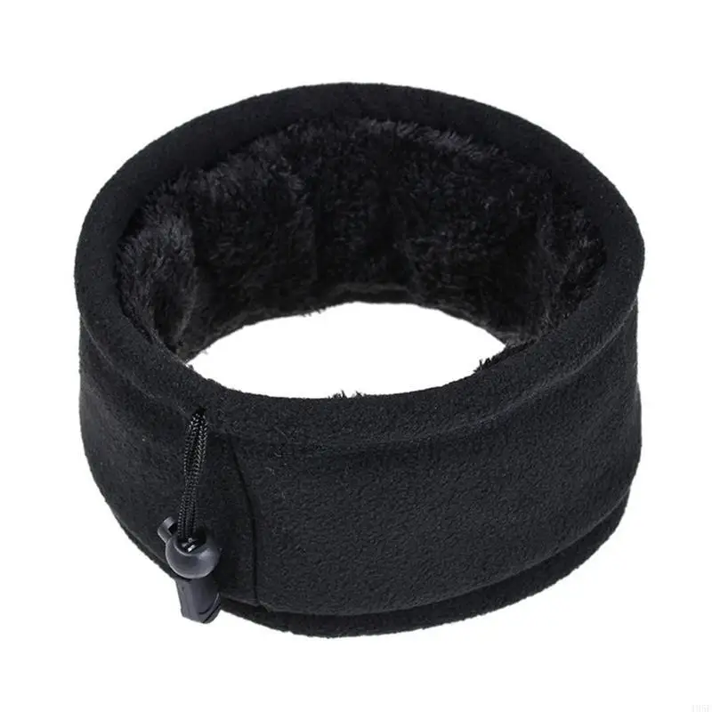 

195E Men Women Fleece Neck Warmer Gaiter Double Layer Plush Lined Thermal Face Mask Scarf Cycling Adjustable Beanie Hat