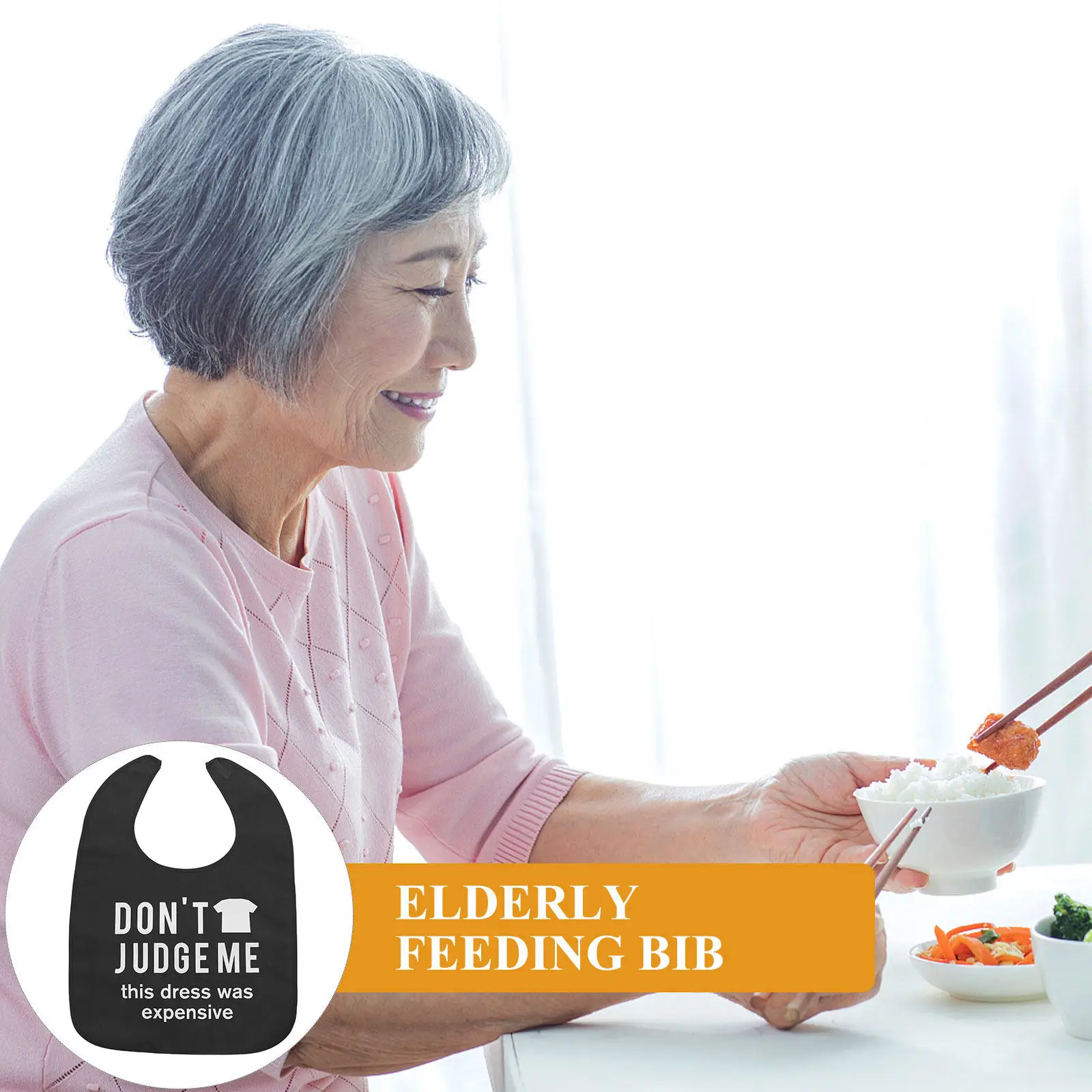 Wear-Resistant Adult Waterproof Bib Delicate Dinner Bib Reusable Elderly Clothing Protector for Easy Eating Household Use