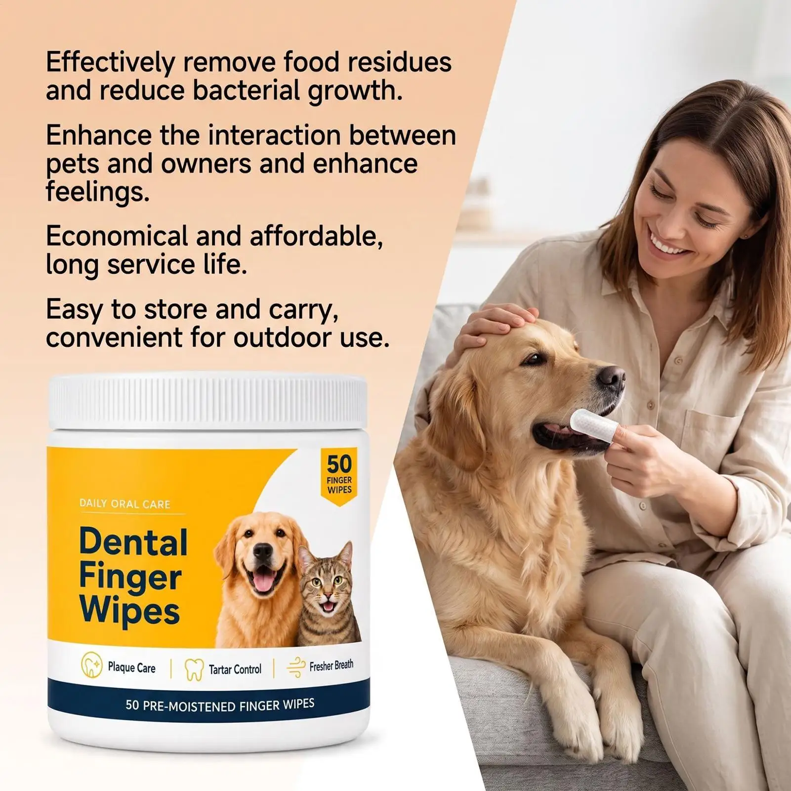 Dog Tooth Wipes 50 Pieces Pet Mouth Cleaning Grooming Glove Dog Mouth Wipes For Home Salon Travel Grooming Bathing Daily Routine