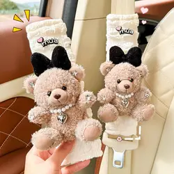New Car Seat Belt Shoulder Cover Cute Red Panda Bear Children Neck Car Decoration Supplies Car Accessories Interior Woman