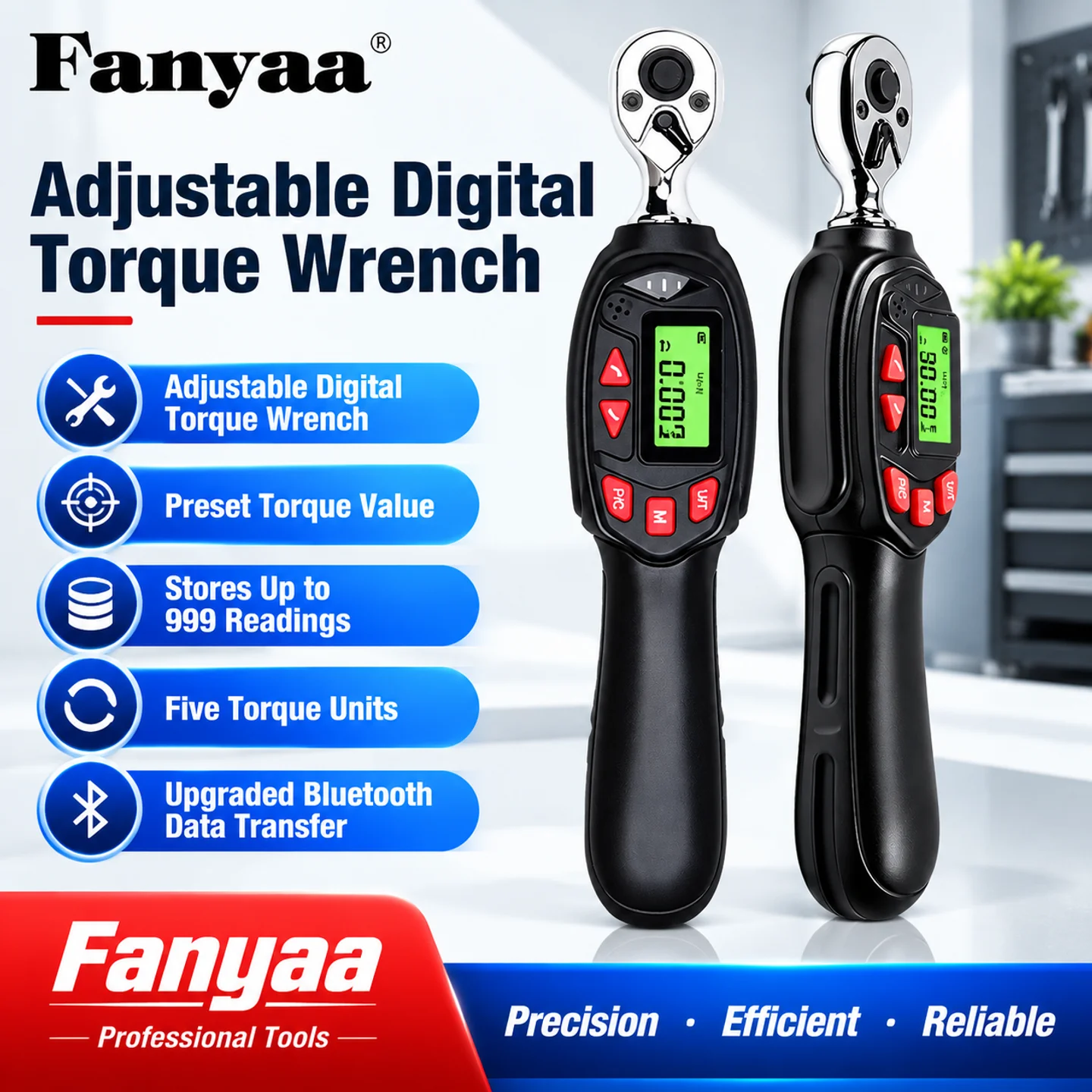 Torque Wrench Digital 60Nm Reversible Quick Release Ratchet 3/8 Inch Socket Spanner Small Device Car Bike Repair Hand Tool