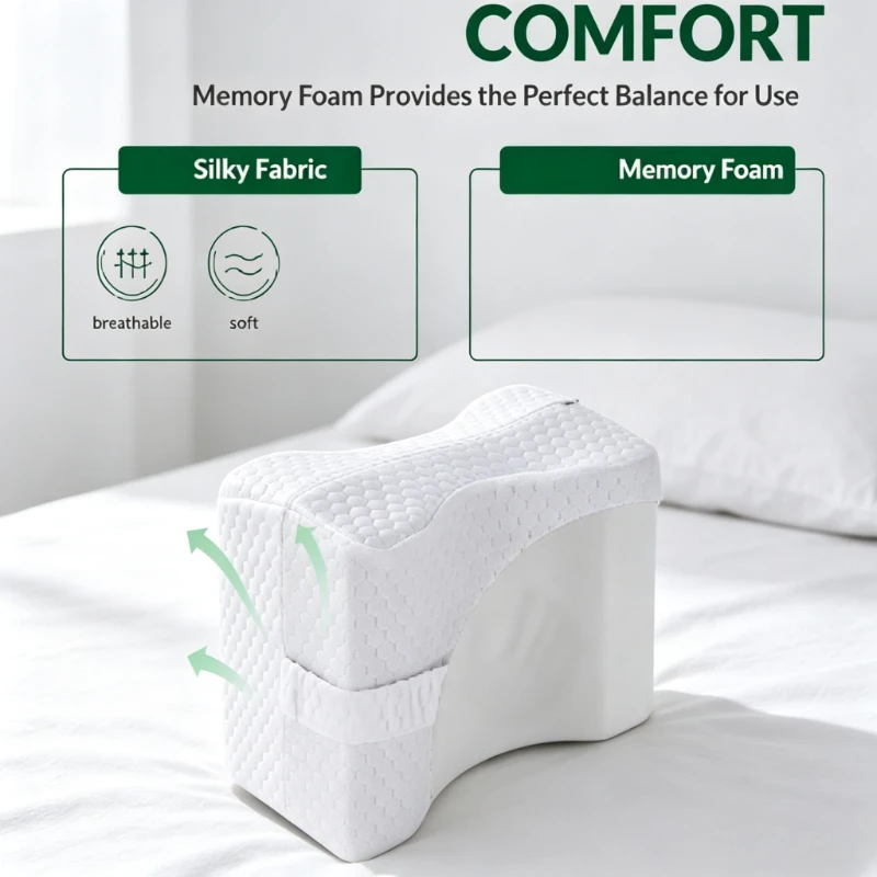 Knee Pillow for Side Sleepers with Straps, Soft Memory Foam Leg & Knee Pillow, memory foam leg pillow for side sleepers