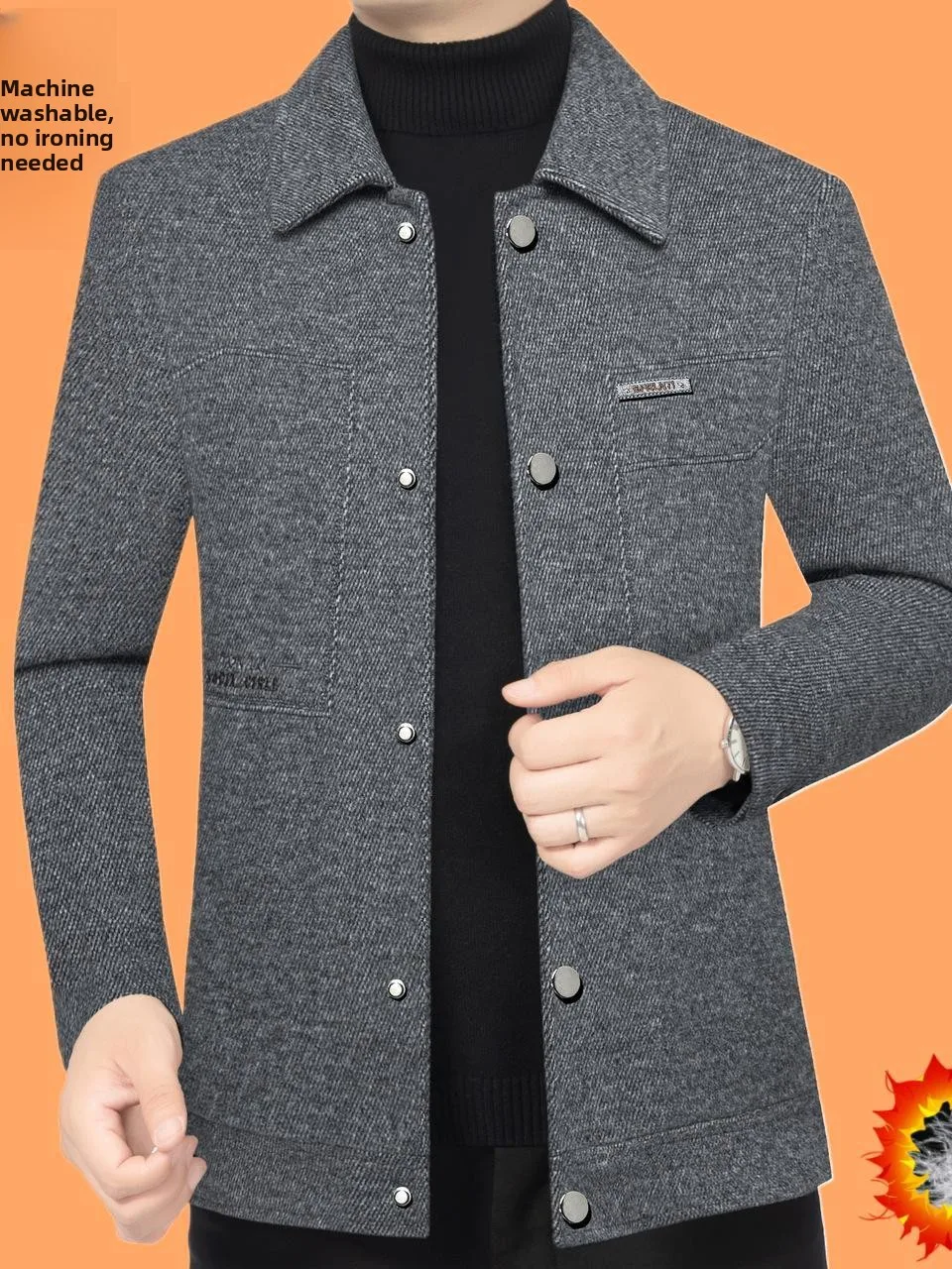 

Мужское повседневное утепленное зимнее пальто, высококачественная пуховая куртка с шерстяной подкладкой, модная и теплая, средней длины, для повседневной носки.