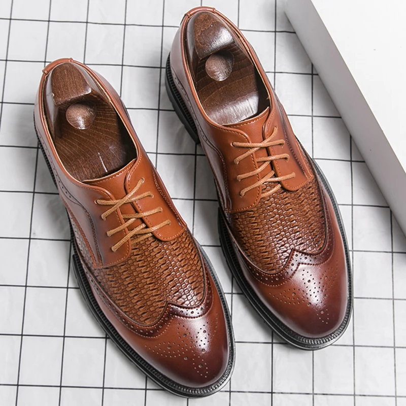 

Мужские классические повседневные кожаные туфли для бизнеса, вечеринок и торжеств, броги высокого качества, свадебные кожаные туфли для мужчин