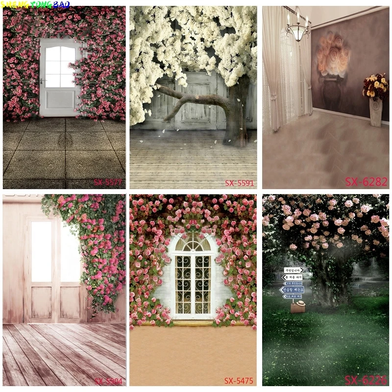 

Vinyl Custom Photography Backdrops Prop Flower Wood Floor Castle Wedding Theme Photo Studio Background YXFL-63