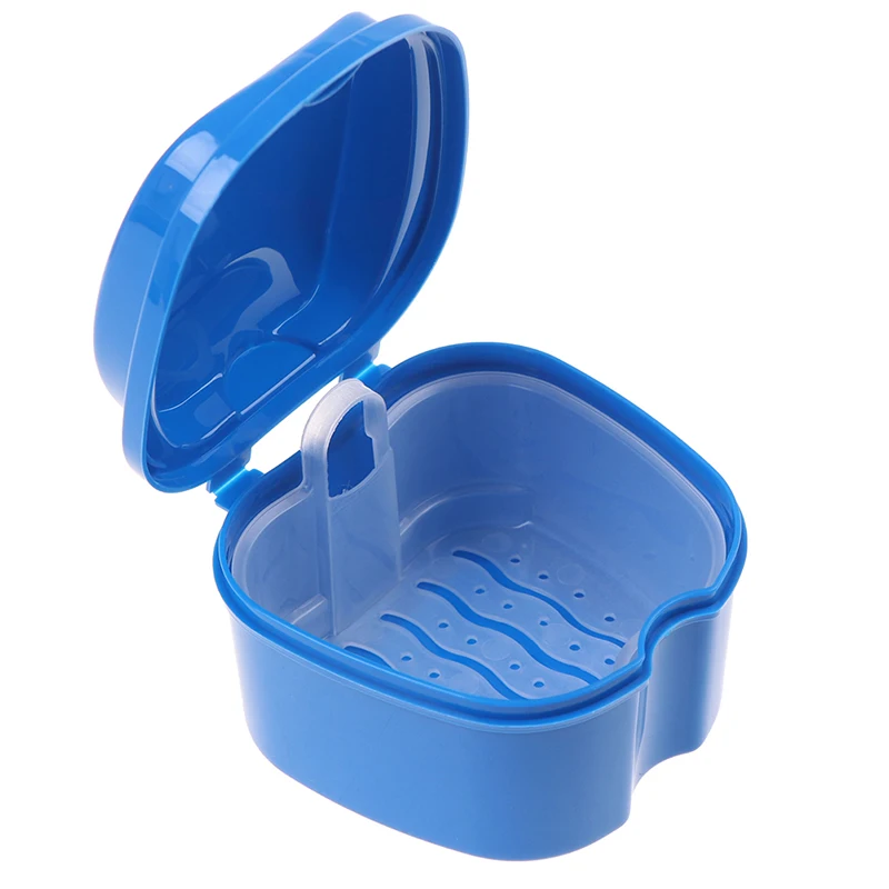 Denture Bath Storage Box Dental False Teeth Organizer with Hanging Net Cleaning Case Artificial Tooth Container