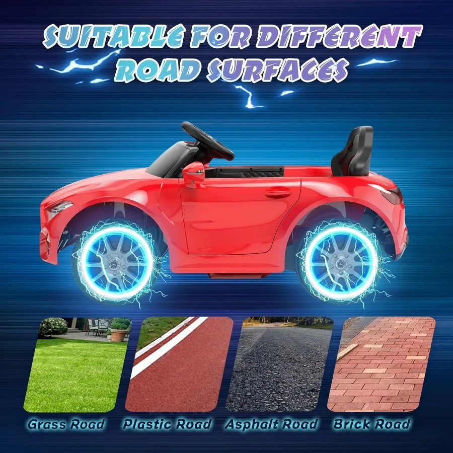 Auto da corsa CLS 350 12V con licenza con telecomando 2.4G, auto elettrica alimentata a batteria, con sicurezza musicale Bluetooth