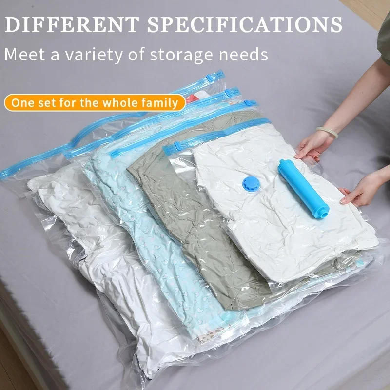 Jumbo Clear Vacuum Bags - Extra-Thick Burst-Proof Compression Storage for Seasonal Clothes & Comforters with Hand-Roll Air Seal