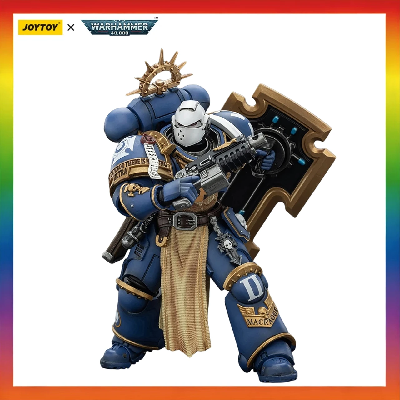 

JOYTOY Warhammer40K Ultramarines Levantus with Power Sword, Stormshield and Bolt Pistol 1/18 Action Figures Anime