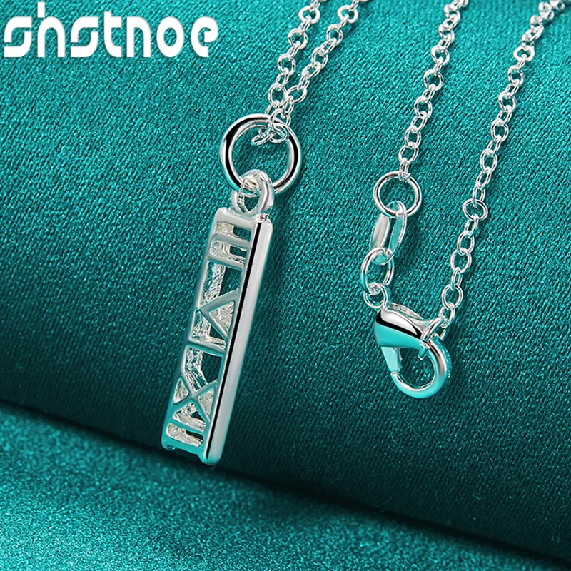 

SHSTONE 925 Sterling Silver Roman Numerals Pendant Necklace 40cm-75cm Chain For Women Bridal Wedding Party Fashion Charm Jewelry