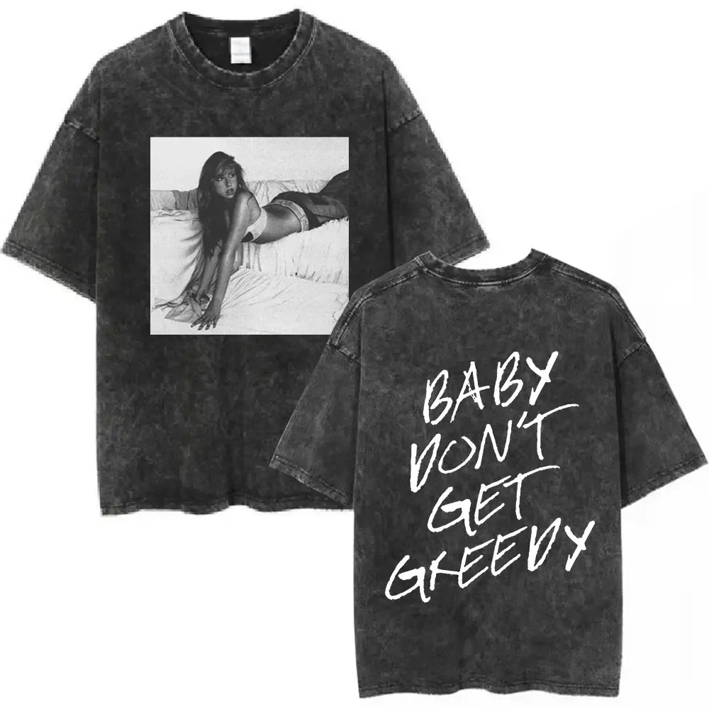 Tate Mcrae Greedy Album Tour Merch T Shirt Men Women Fashion Vintage Washed Short Sleeve Oversized T-shirts 100% Cotton T Shirts