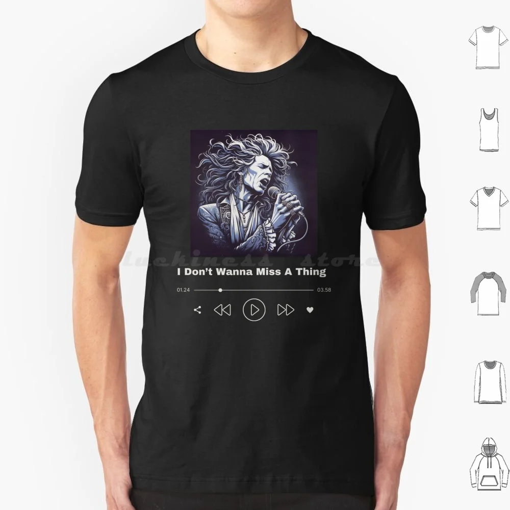 I Don't Wanna Miss A Thing T Shirt 6xl Cotton Cool Tee Music Band Steven Tyler Fanart Fan Art Aero Smith Hard Heavy Metal Songs