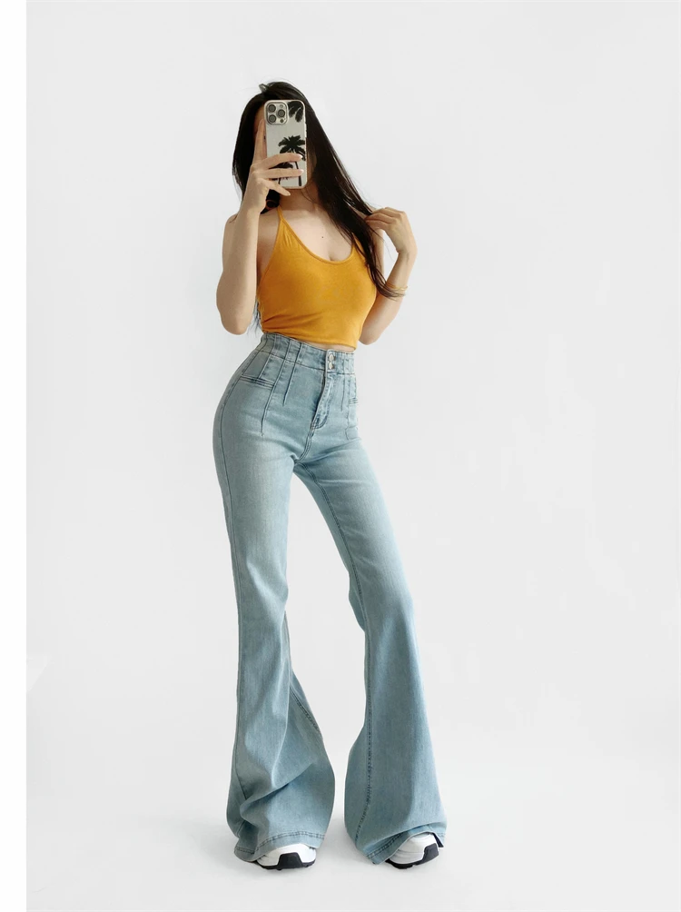 

High Waist Bell Bot Jeans Slim Fit High Rise Bootcut Denim Pants Tummy Control Long Leggings for Women Autumn Faion