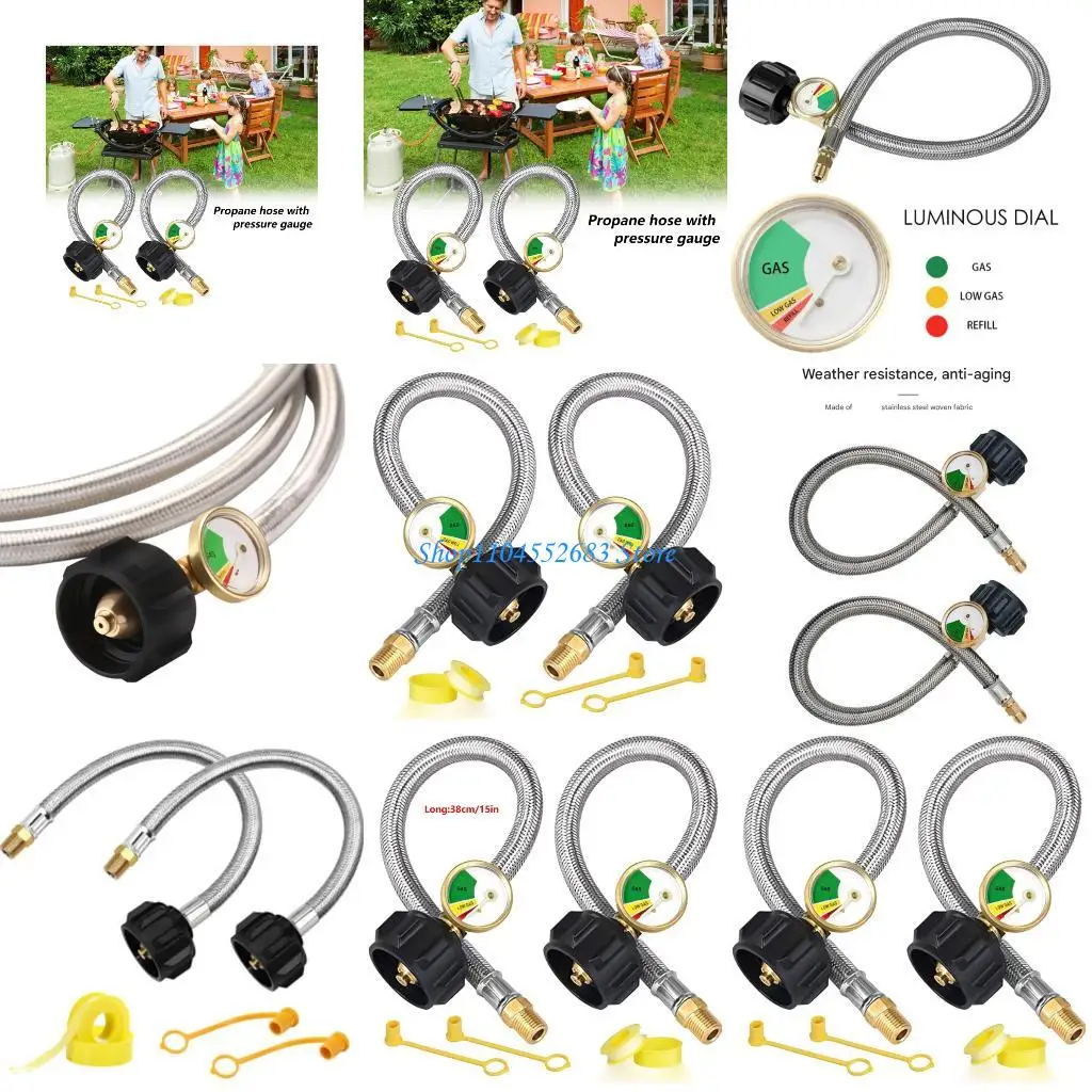 Y6GD 2 Pezzi Tubi Gas 15" Raccordi in Bronzo Rinforzo Antiruggine per Associazioni Regolatori