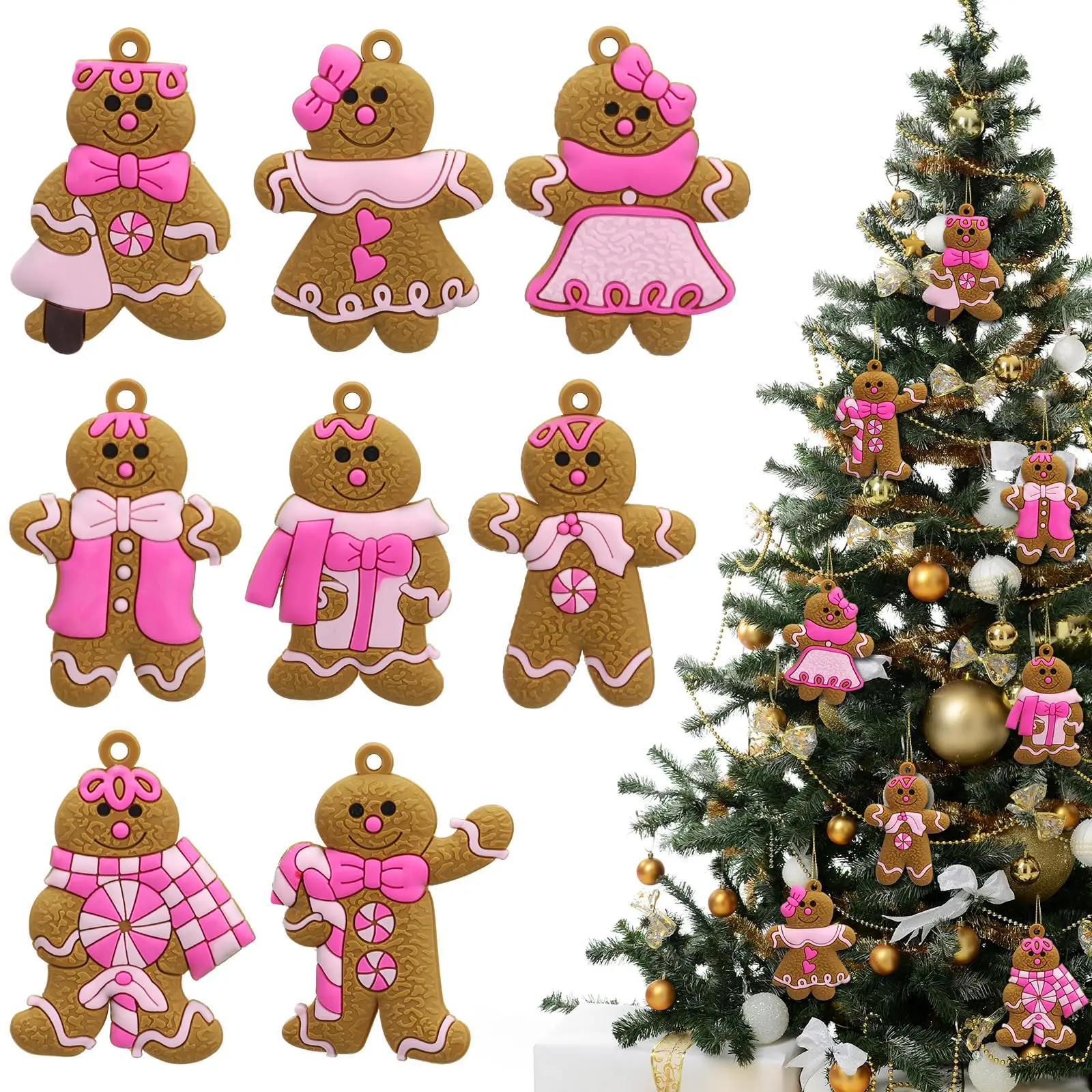 

Pink Gingerbread Ornaments Christmas Tree Decorations Gingerbread Man Christmas Hanging Decorations for Holiday Xmas Home Decor