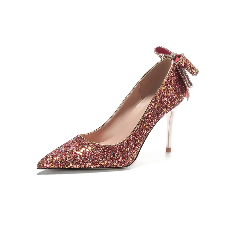 

Размер 33-43, свадебные туфли с кристаллами, женские свадебные туфли с красным бантом, платье с блестками, золотые туфли, белые туфли на высоком каблуке