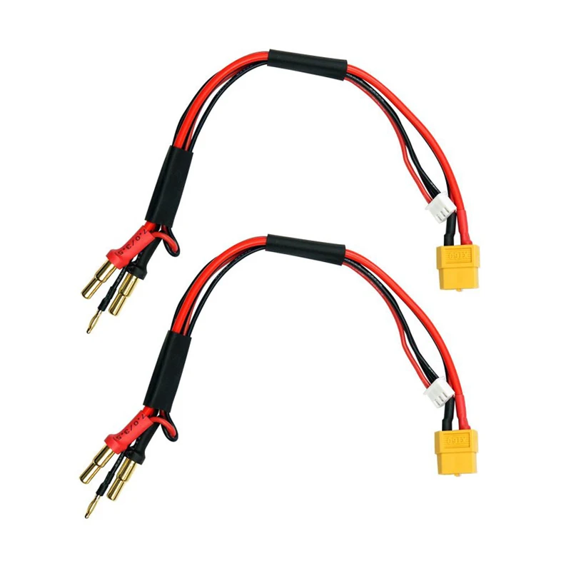 New 1/2 Pcs XT60 Female Charging Cable for 2s Lipo Battery Car with 4mm/ 5mm Gold Connector Plug Adapter 14awg 20cm