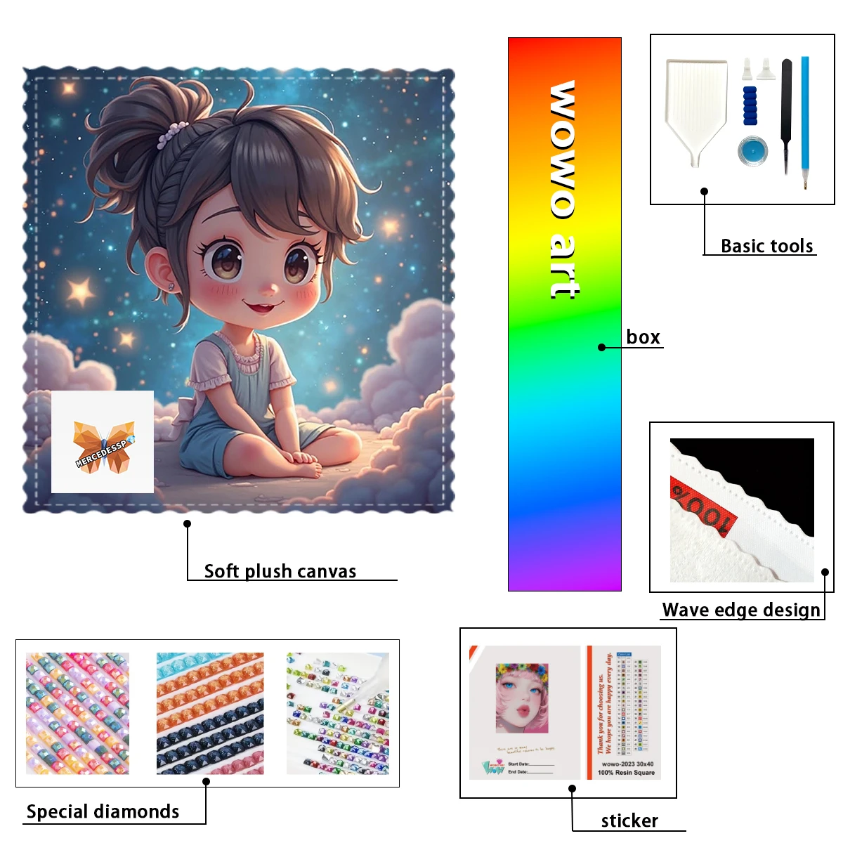 

【MERCEDESSP Diamond Art】little girl in the sky 100% resin FD+ab+cr Diamond Stamping Kit Perfect Masterpiece worth Buying