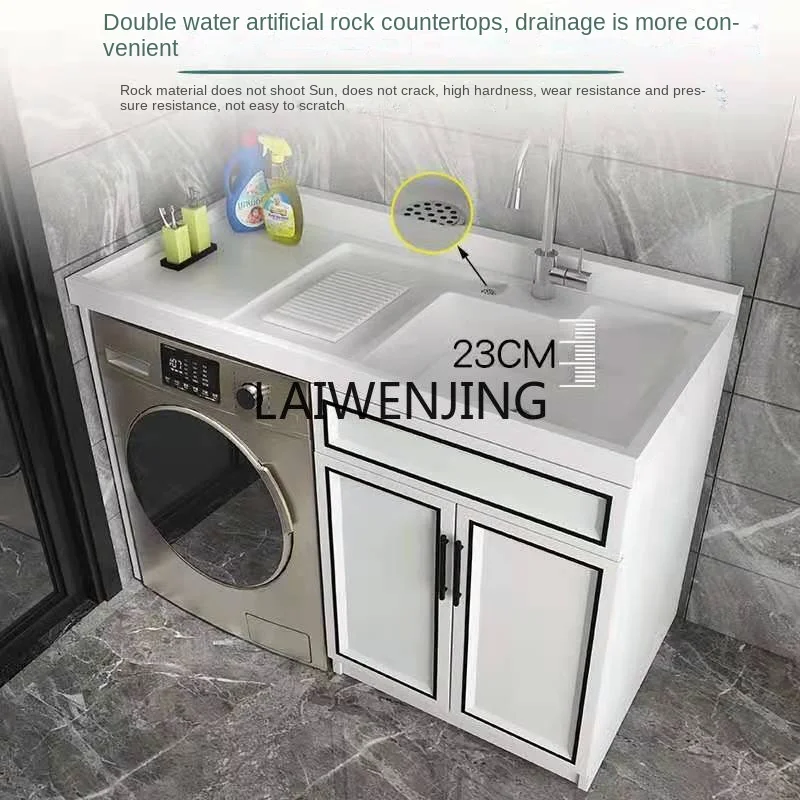 LYN custom balcony corner cutting washing machine integrated cabinet combination space aluminum with countertop washboard