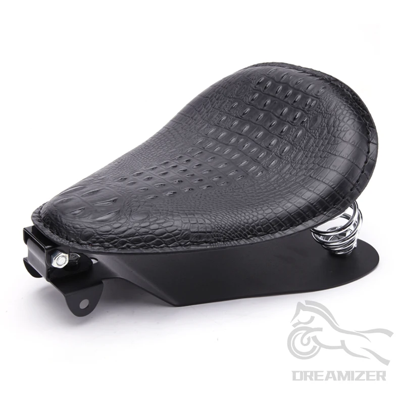 Motorcycle Retro Alligator Pattern Solo Seat For Harley Chopper Bobber Leather Saddle Seat Honda Yamaha Xs650 Brown/Black