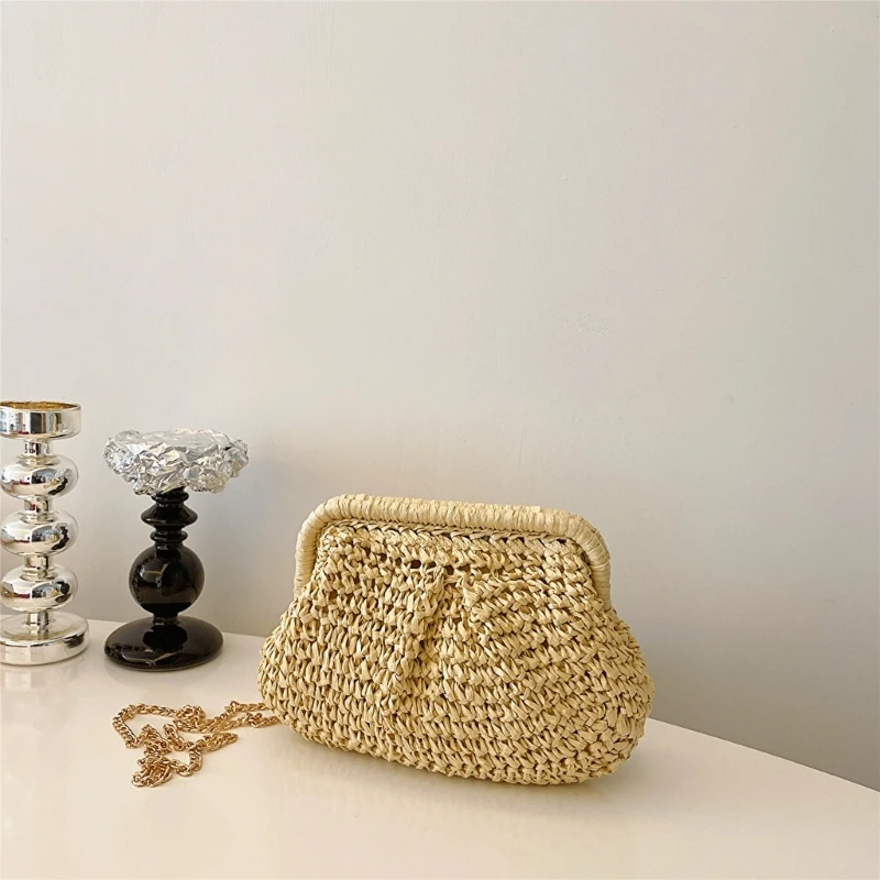 Fashion Chain Bag Crossbody Bag Straw Woven Shoulder Bags Beach Bags for Girl