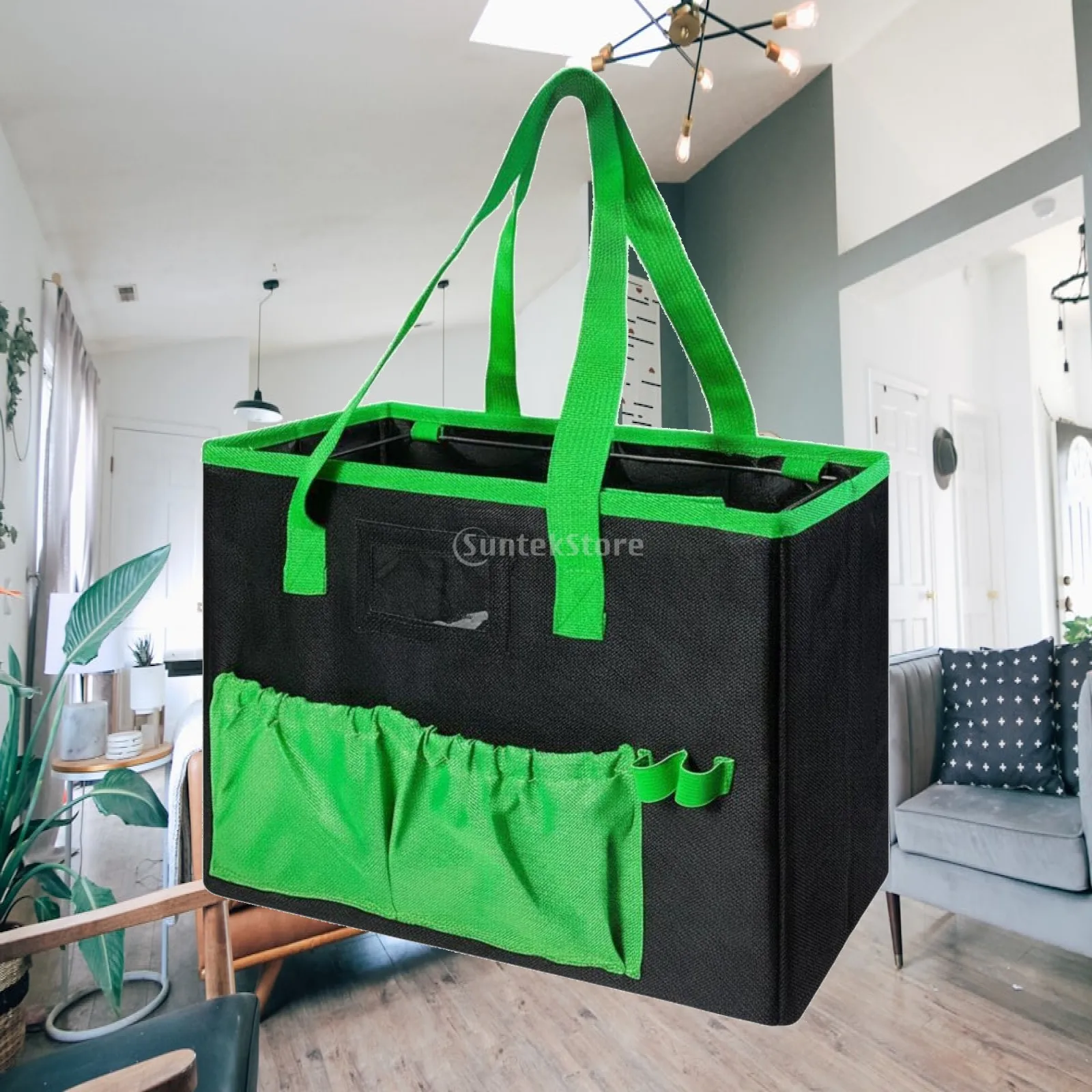 Foldable File Folder Tote Multi-Pocket Teacher Utility Tote Label Window