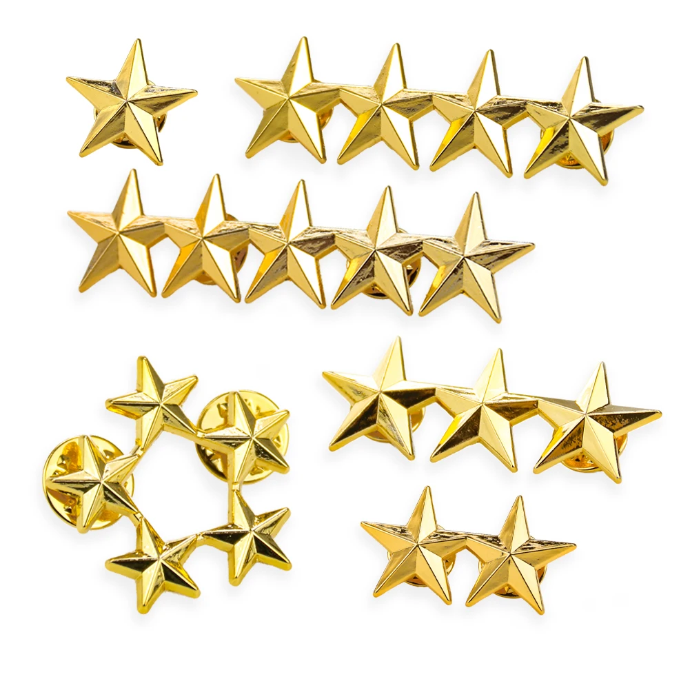 2pc Pentacle Little Star Badge Golden Plated Lapel Pin Clothes Hat Blouse Shirt Brooch Collar Tips Accessory Gift 5 Pointed Star