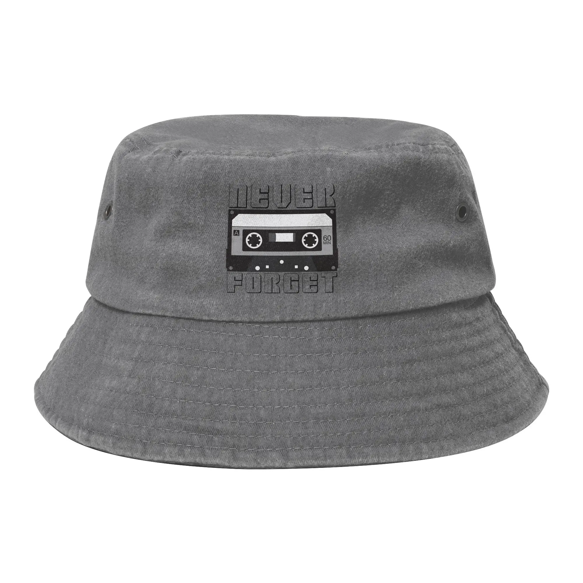 Spring Headwear Cassette Never Forget Merchandise Bucket Hats Unisex Distressed Washed Hot Sun Hats  Bob Fishing Fisherman Caps