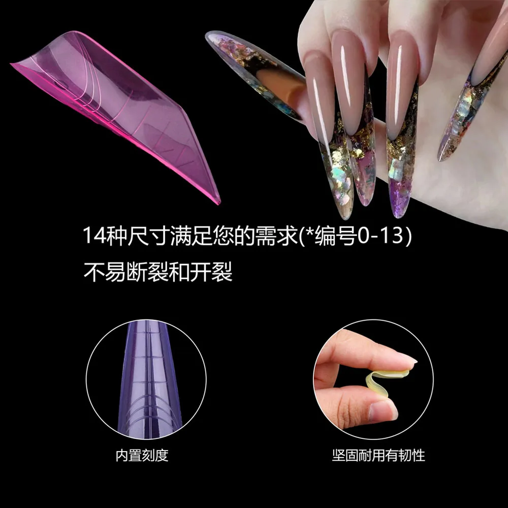 288pcs/Box 2025 New Nail Molds of Graduated Design,Colorful Rapid Extension Paperless Tray For Ellipse Trapezoid Build Molds