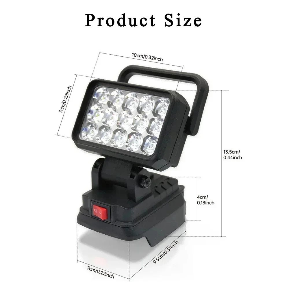 15 Beads LED Working Light Spotlight Portable Lamp Hand Lantern for Makita for Dewalt for Milwaukee for Bosch 18V Li-ion Battery image 2
