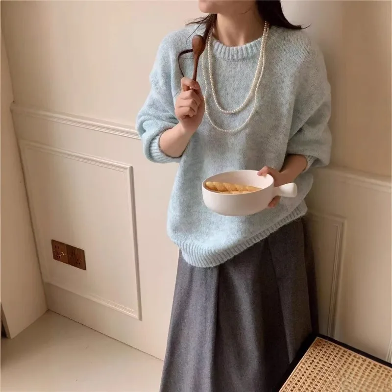 

Новый мягкий уютный молодежный свободный вязаный свитер женский осенне-зимний повседневный универсальный пуловер