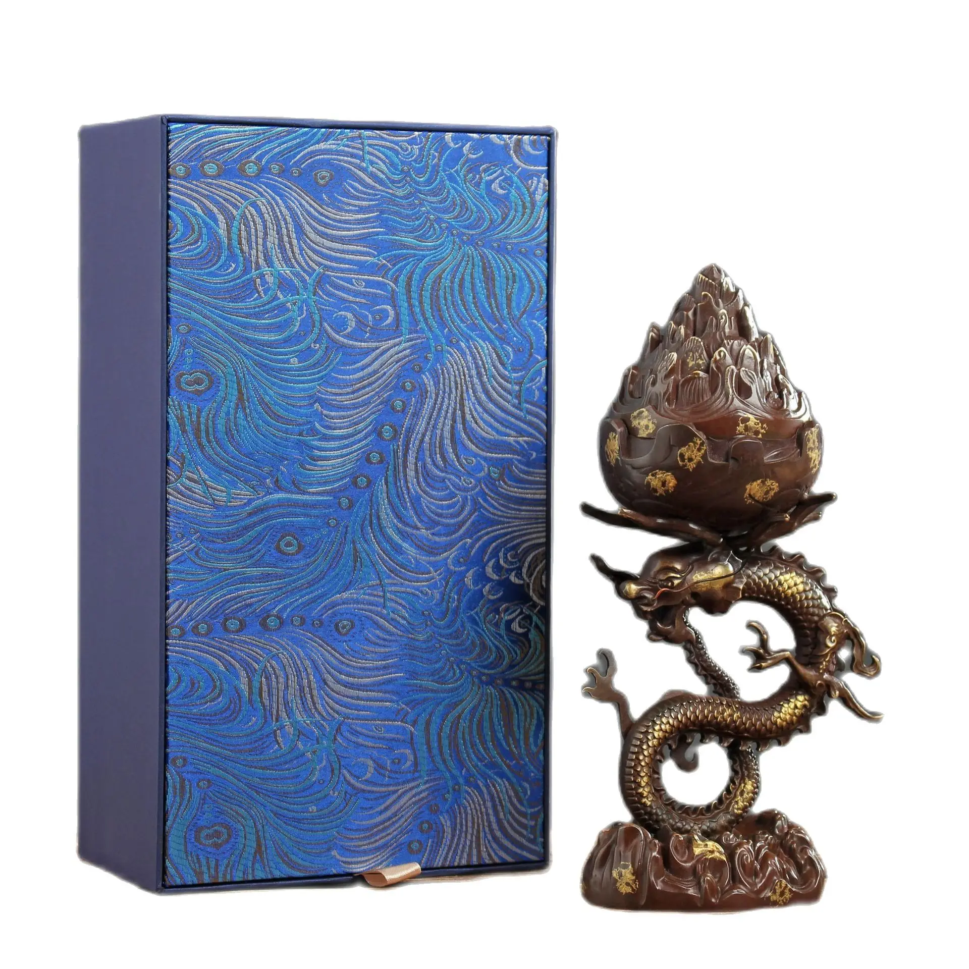 Pure Copper Incense Burner Holder Dragon Incense Stove Burner For Incense Coils Pagoda Cones High Quality with Gift Box