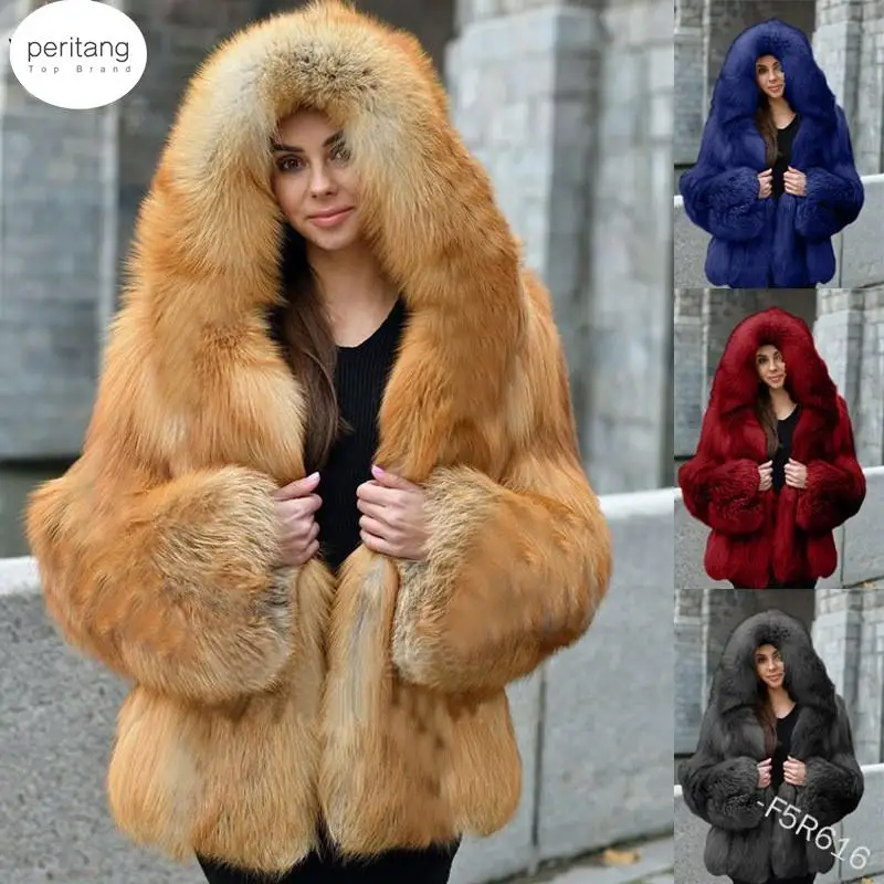 5XL inverno donna cappotto di pelliccia di coniglio finto con cappuccio femminile Super morbido elegante capispalla calda spessa giacca di pelliccia finta artificiale