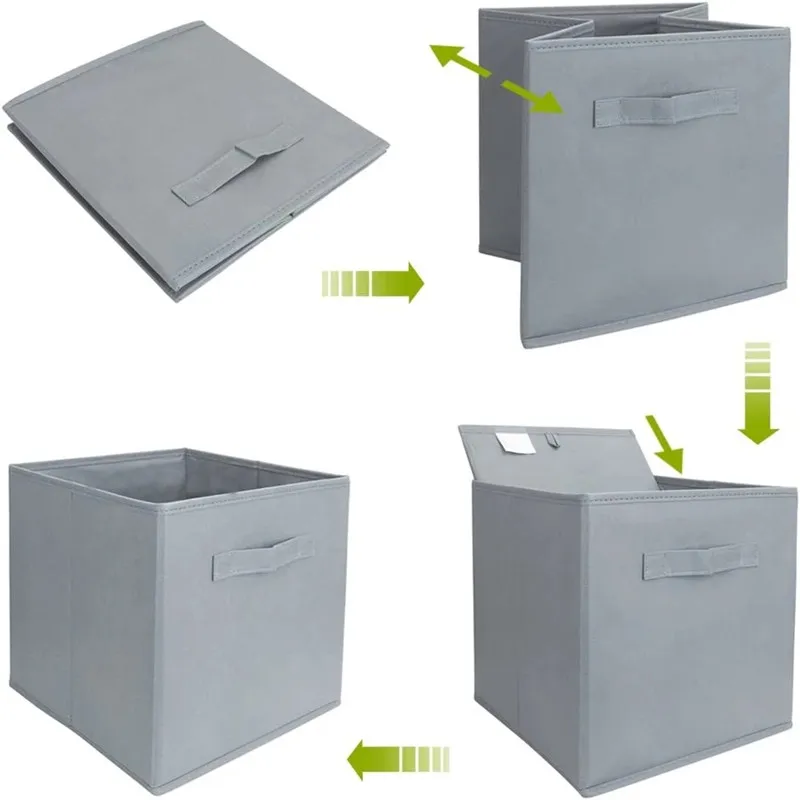 Non-Woven Cloth Box Drawer Basket, Wardrobe Collection Basket, Foldable Cube Storage Box, 27 CMX27CMX28cm