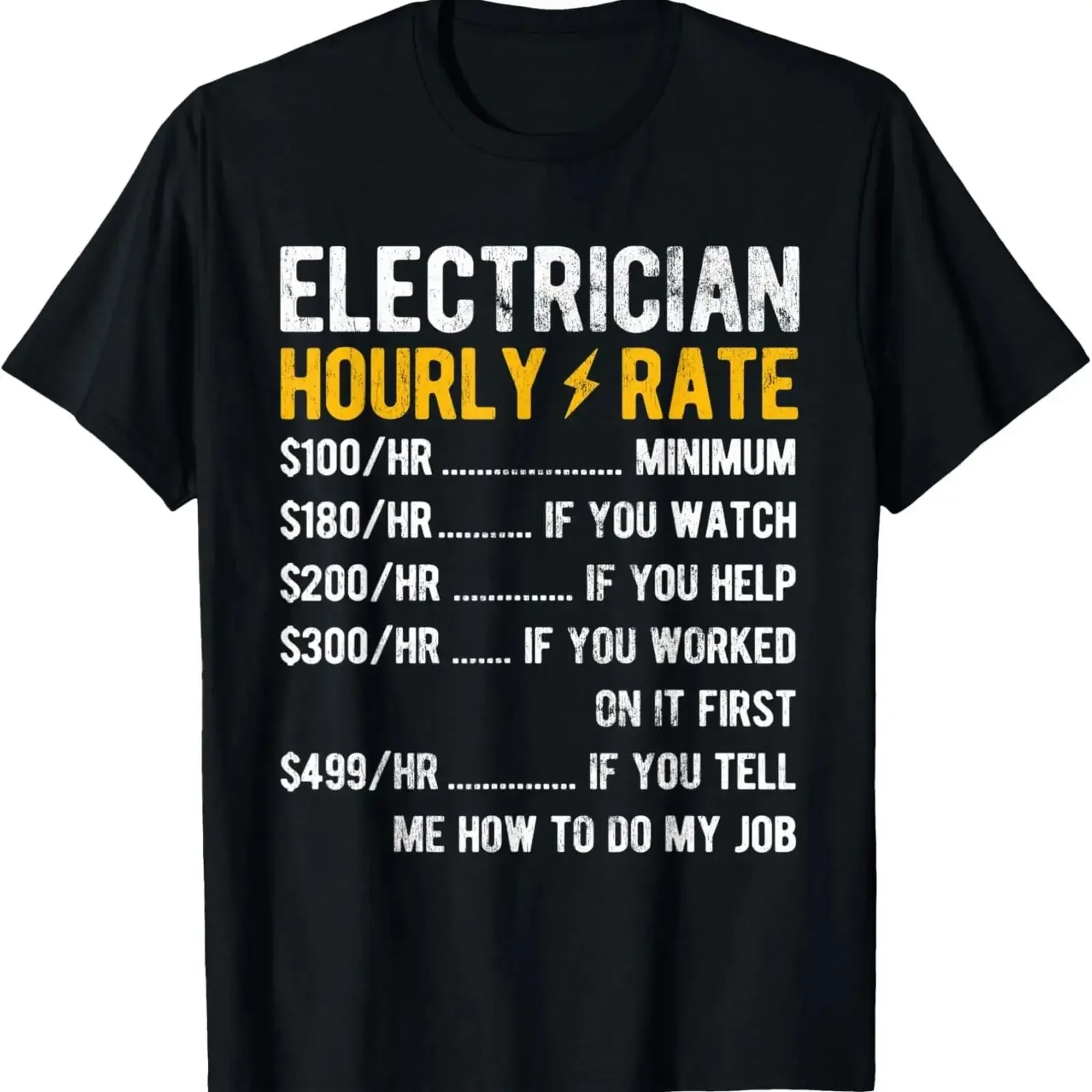 Lustiges T-Shirt mit Stündlicher Strompreisangabe für Elektriker, Vintage-Look, gewaschene Designerkleidung, leicht dehnbar, Unisex, leicht maskuline Grafik